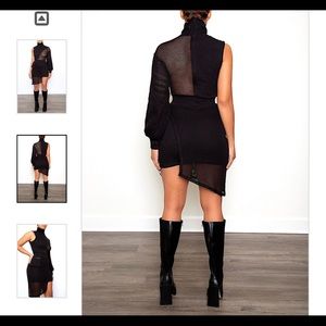 RICKI BRAZIL one shoulder dress , LARGE, BLACK